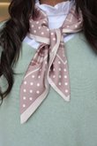 Plaid & Polka Border Triangle Silk Neckerchief Almond